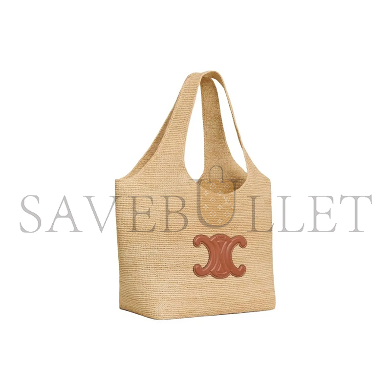 CELINE CLASSIC PANIER SHOPPER CABAS IN RAFFIA AND CALFSKIN 119632GP6-02NT (32.5*28*20cm)